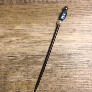 Handmade beaded hair sticks- black/pearl/silver/bl